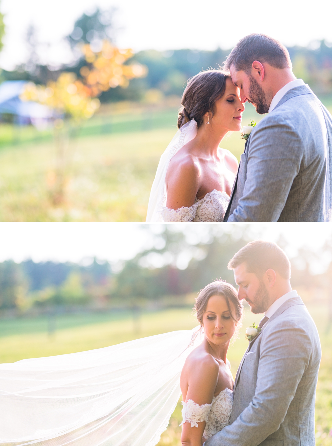 Sunset bride and groom portraits at Crispin Hill