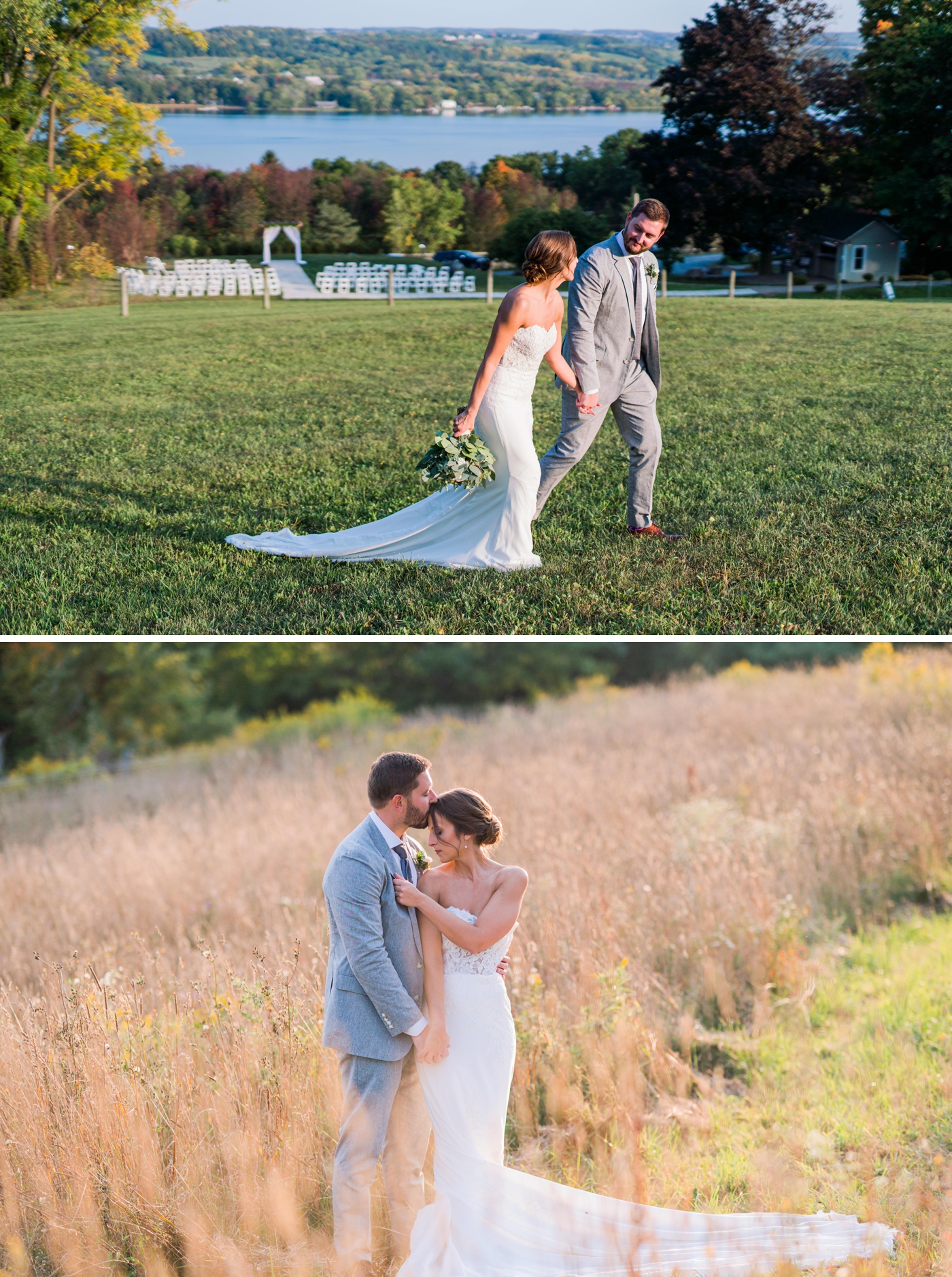 Sunset bride and groom portraits at Crispin Hill