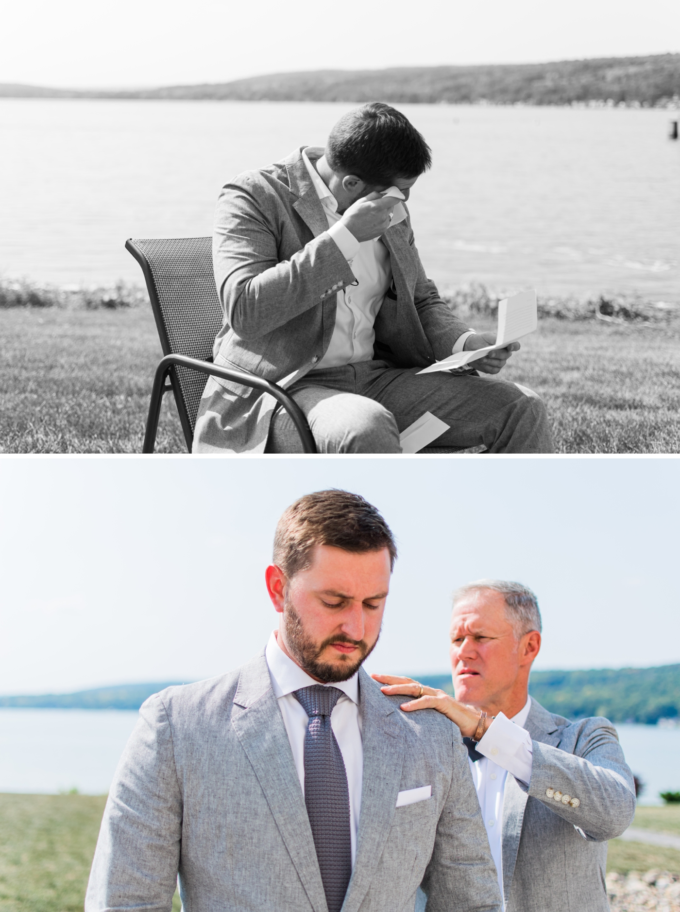 Groom reading a letter from his wife