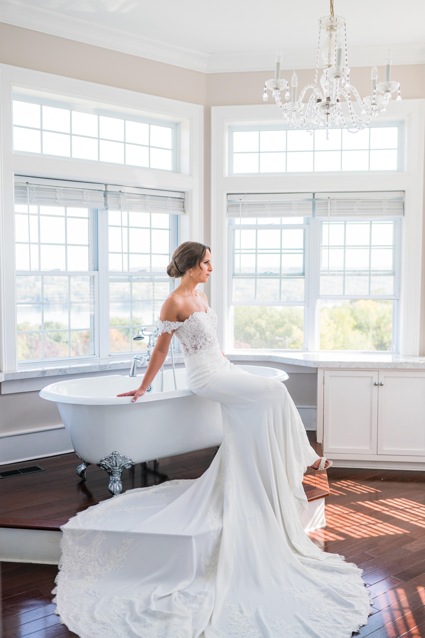 Bride in a crepe and lace gown by San Patrick Laelia - House of St. Patrick