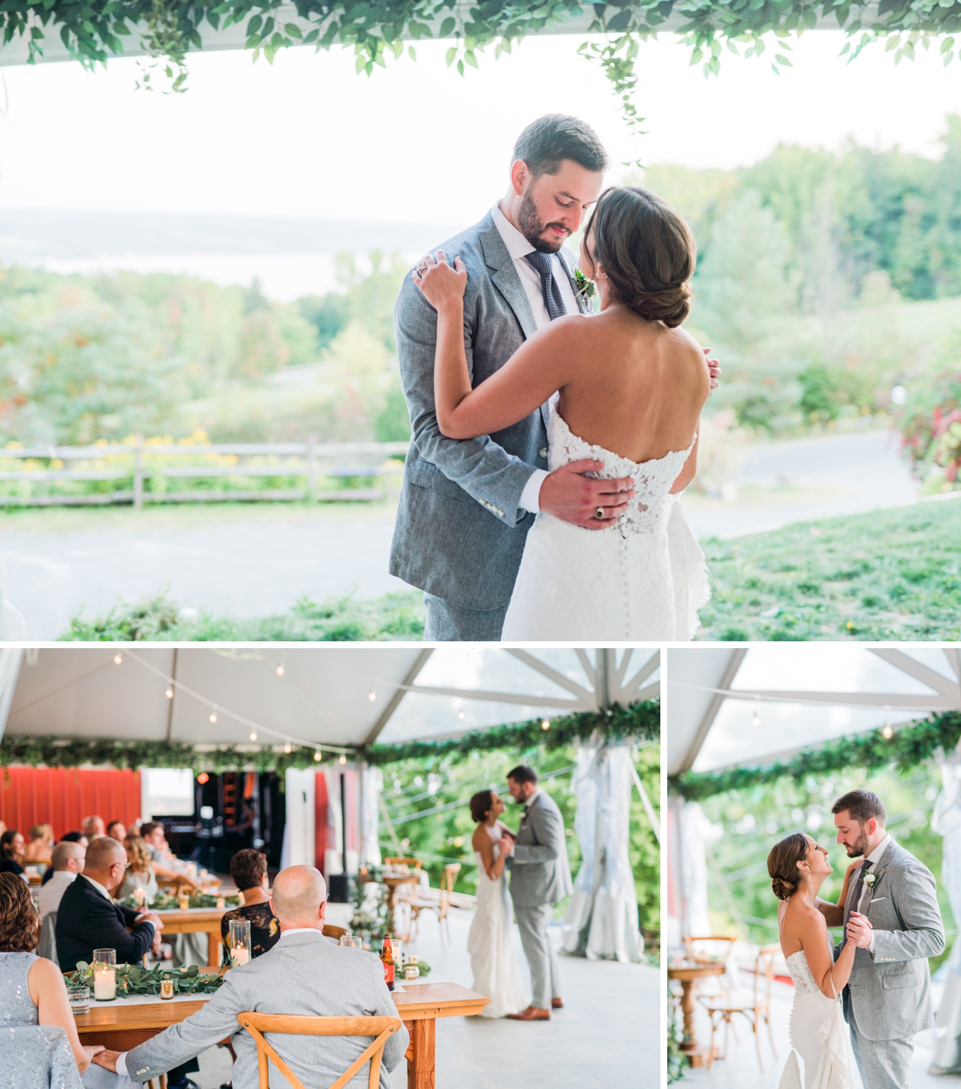 Bride and groom first dance at Crispin Hill Overlooking Keuka Lake