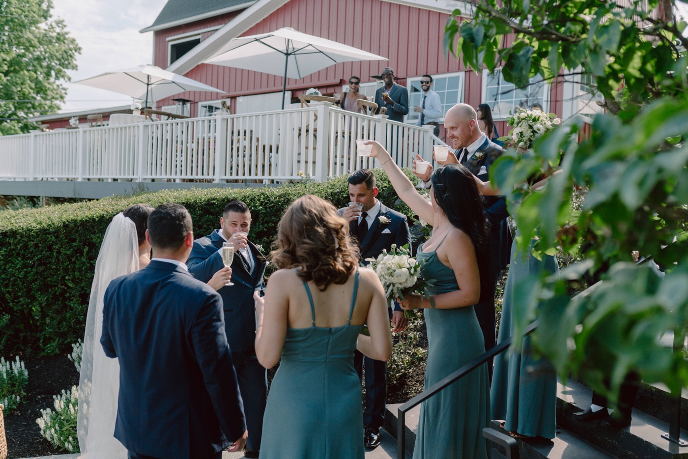 Bridal party toasting after the ceremony