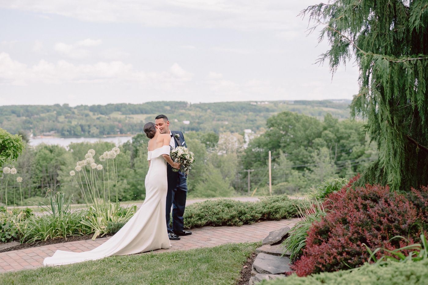 Bride and groom portraits in the Finger Lakes