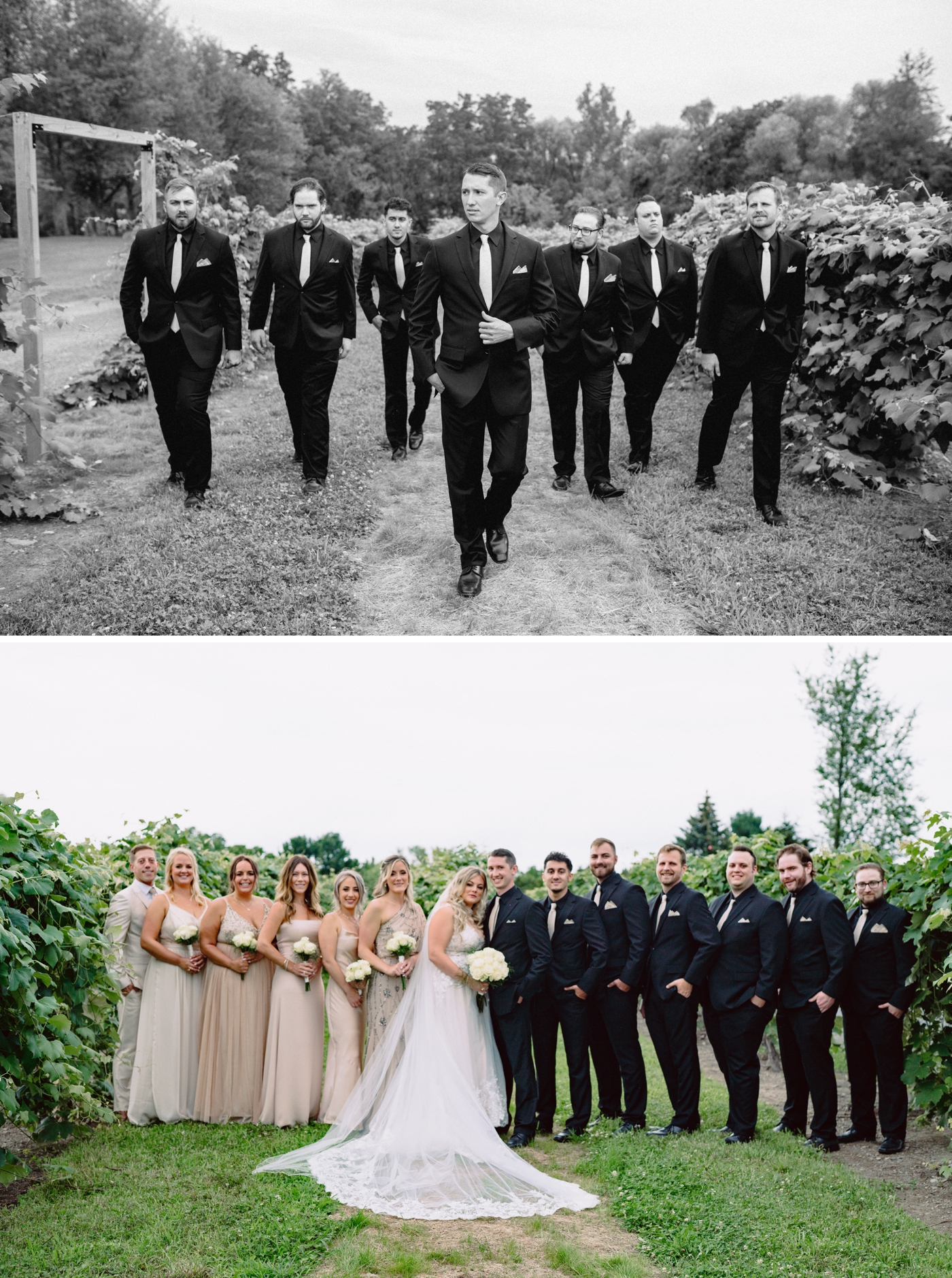 Bridal party portraits at Castel Grisch