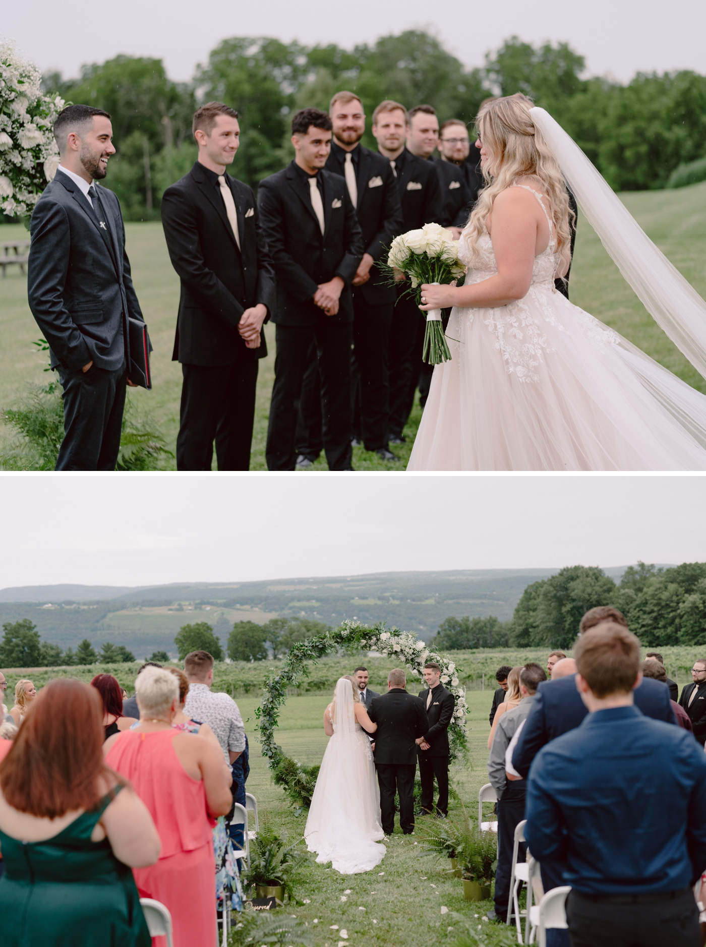 Outdoor wedding ceremony overlooking Seneca Lake