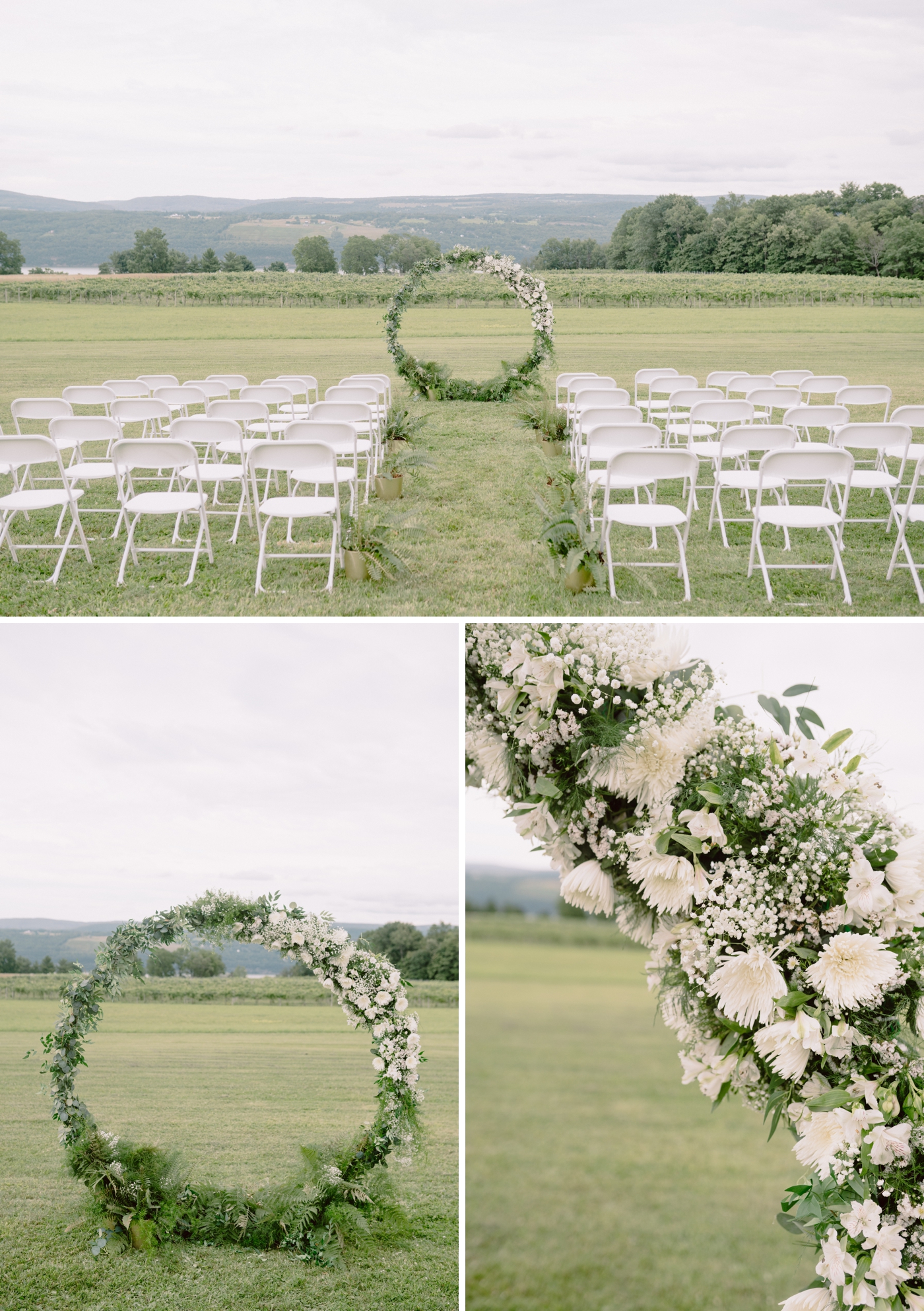 Outdoor wedding ceremony overlooking Seneca Lake