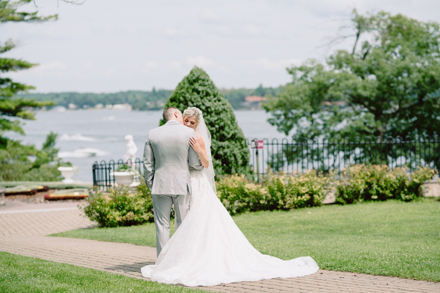 Bride and groom portraits on Heart Island