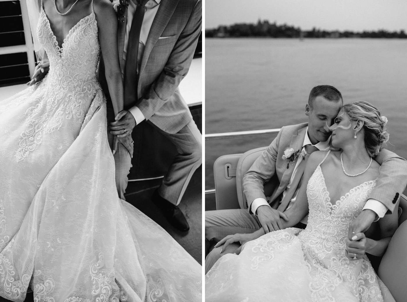 Bride and groom portraits on Heart Island