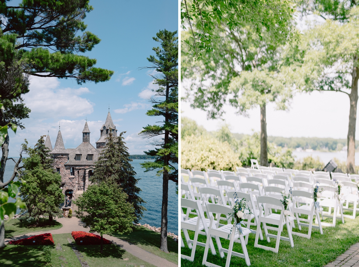 Outdoor wedding ceremony on Dove-Cote lawn