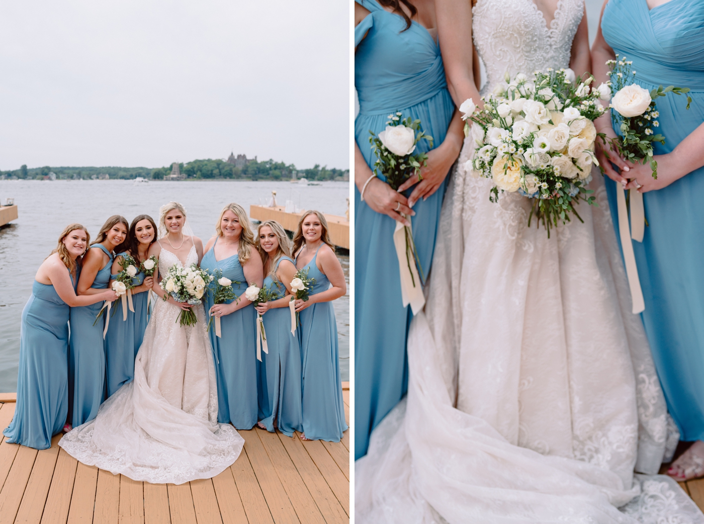 Bridal party portraits at Boldt Castle