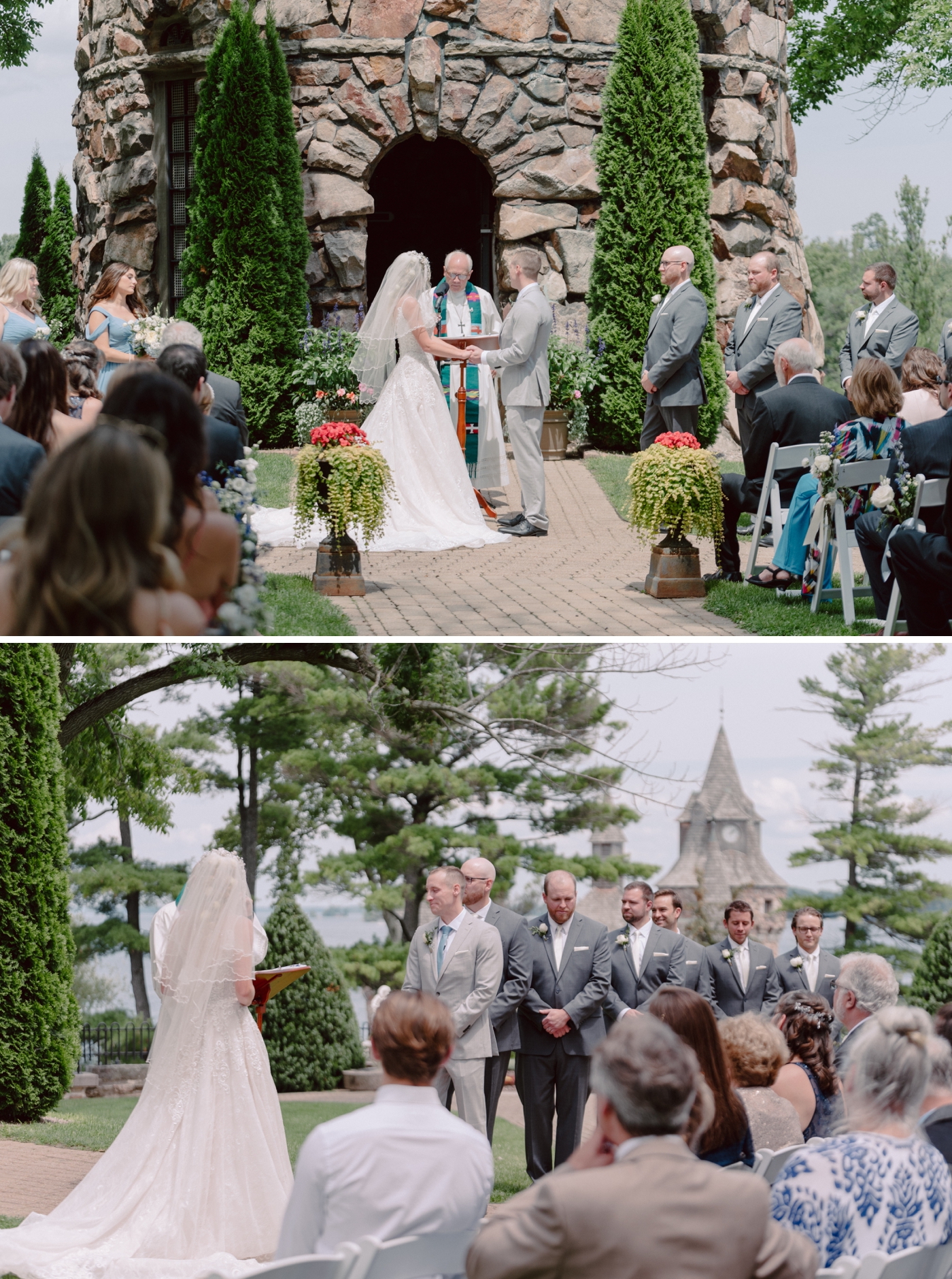 Outdoor wedding ceremony at Boldt Castle