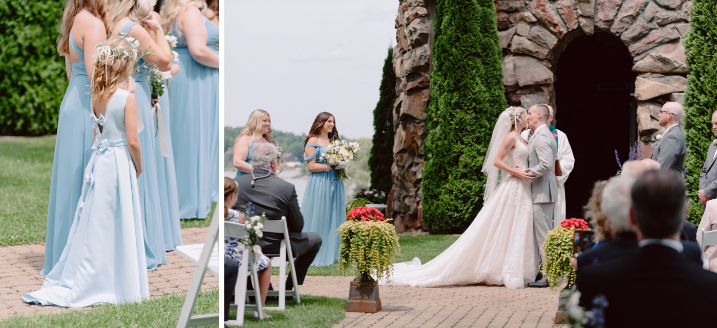 Outdoor wedding ceremony on Dove-Cote lawn