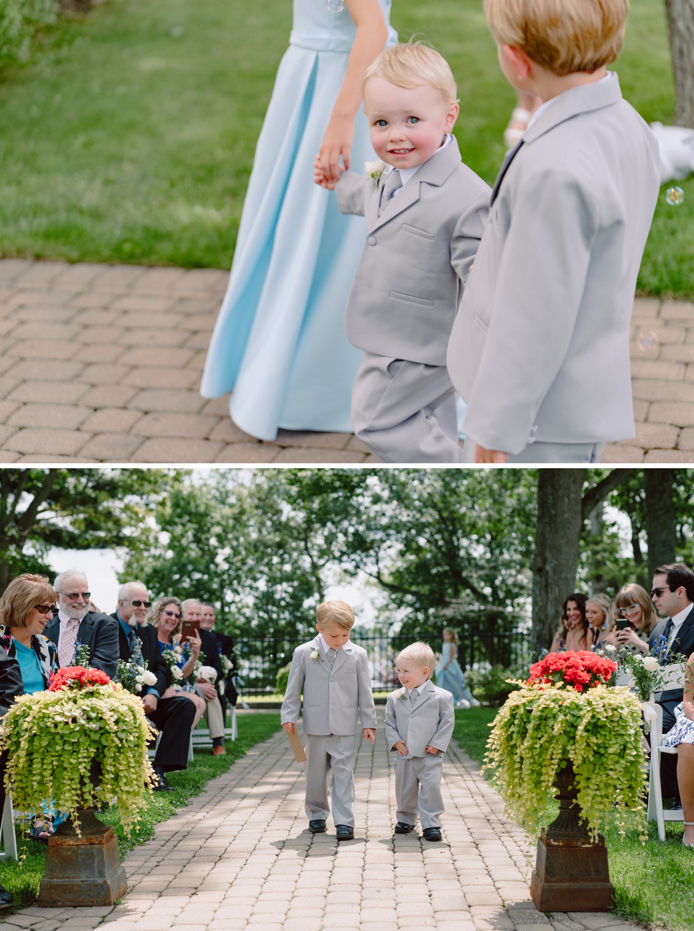 Outdoor wedding ceremony on Dove-Cote lawn