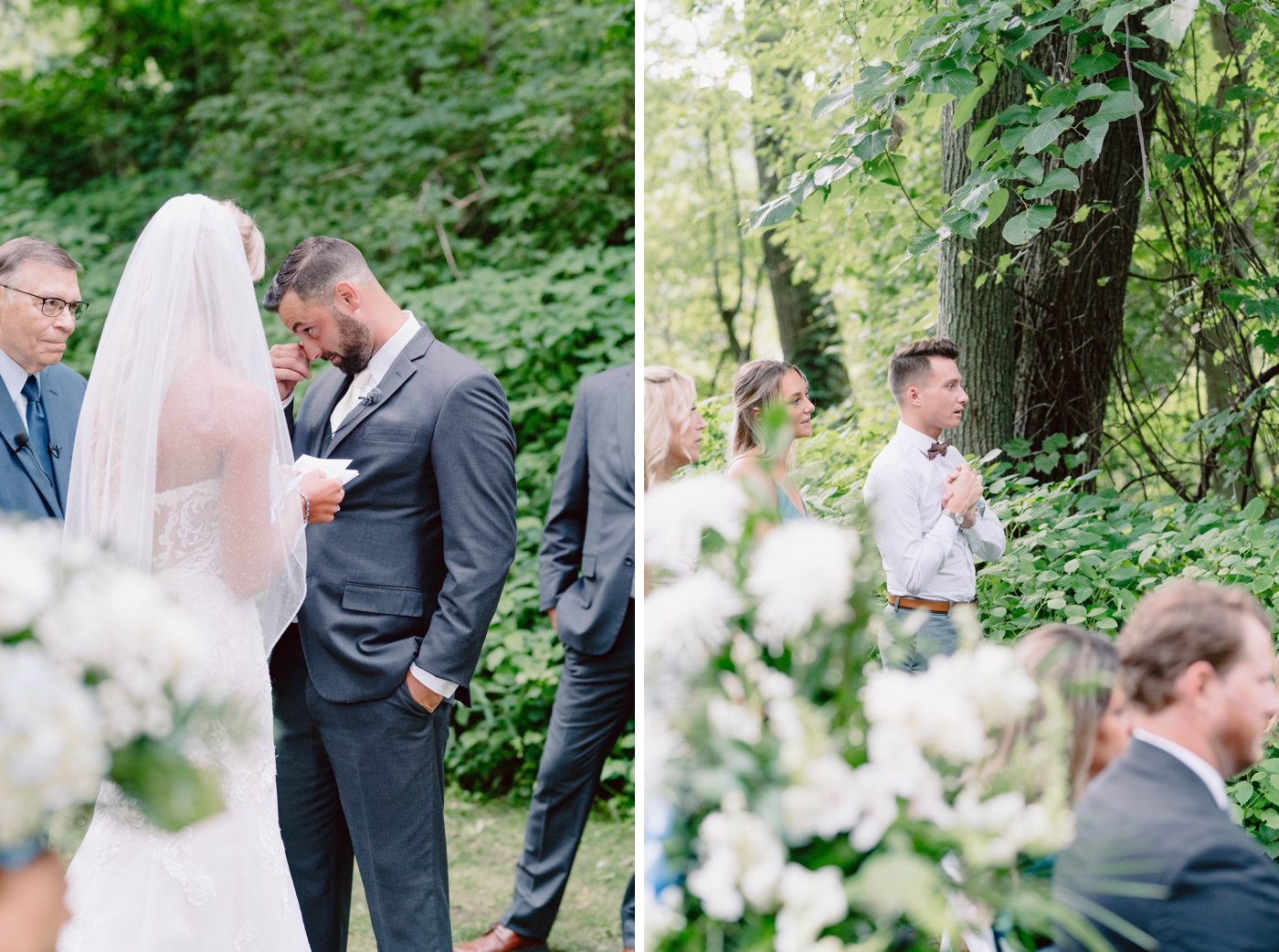 Outdoor wedding ceremony at the Woodland Grove in Oneida