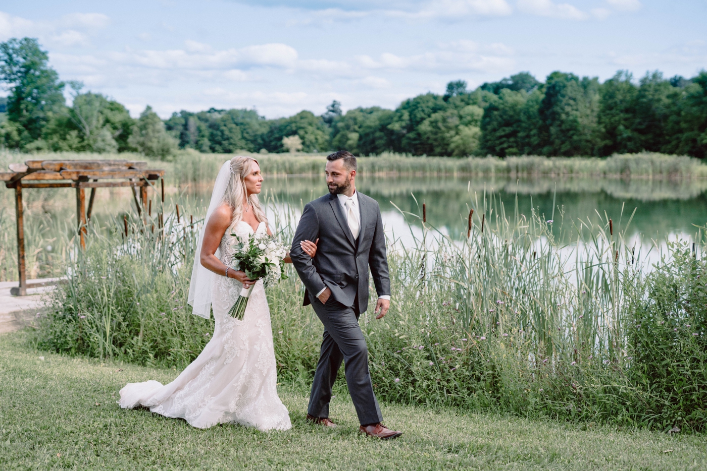 Bride and groom portraits at Wolf Oak Acres