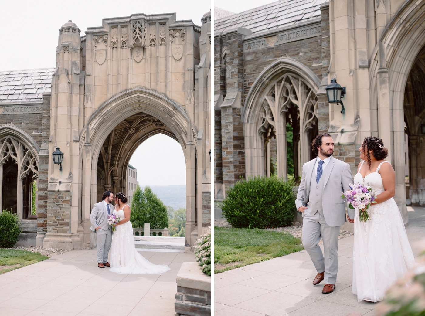 Bride and groom portraits at Cornell