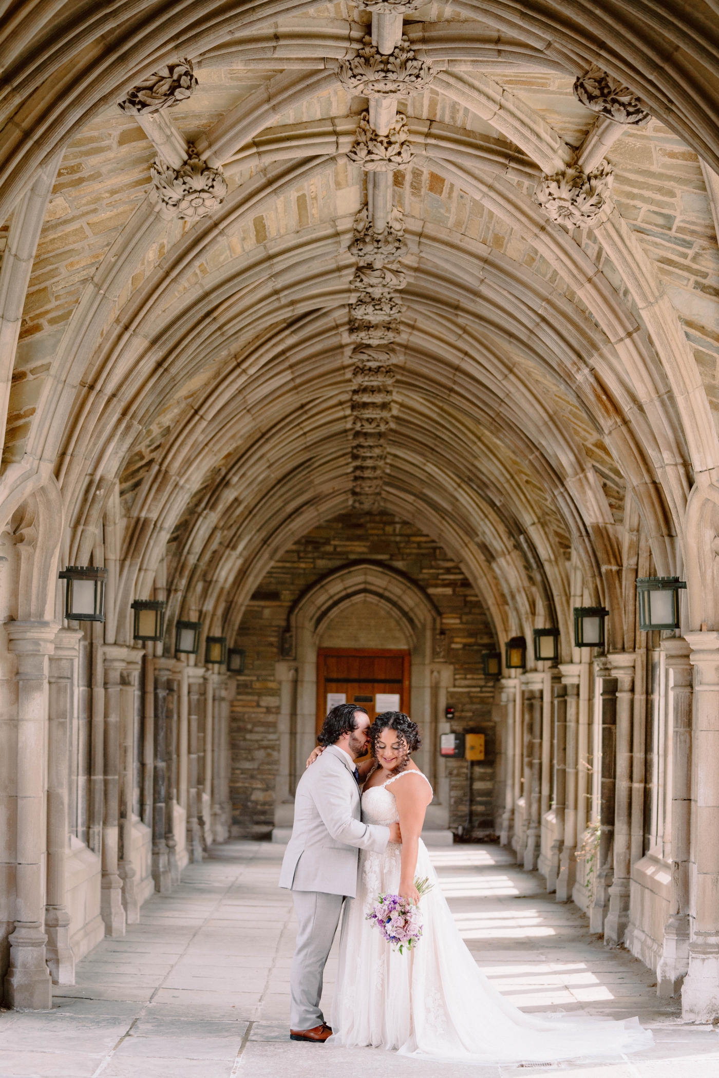 Bride and groom portraits at Cornell