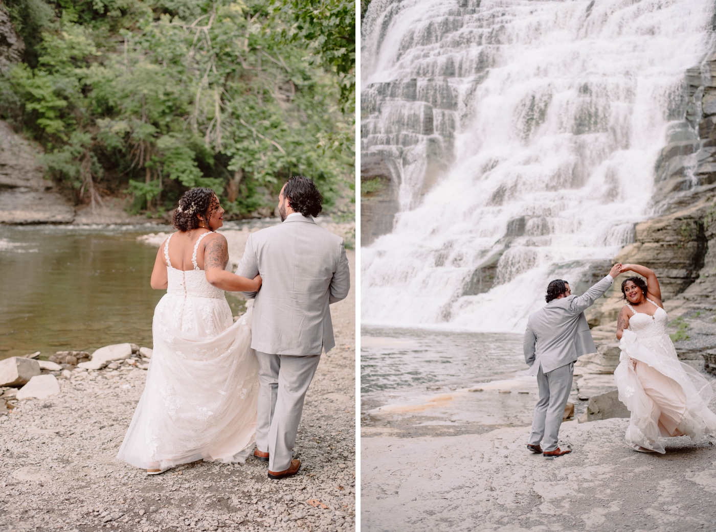 Bride and groom pictures at Ithaca Falls