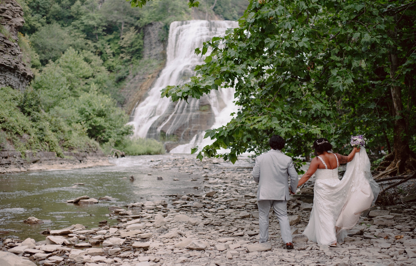 Purple, lilac and plum summer wedding in Ithaca, New York