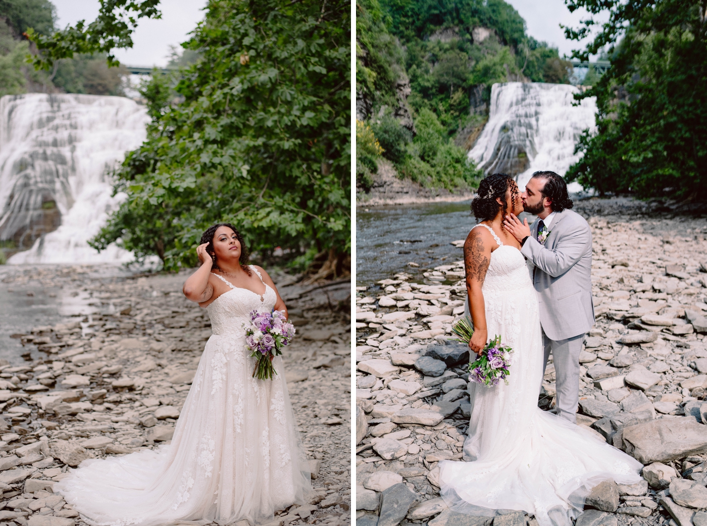 Bride and groom pictures at Ithaca Falls