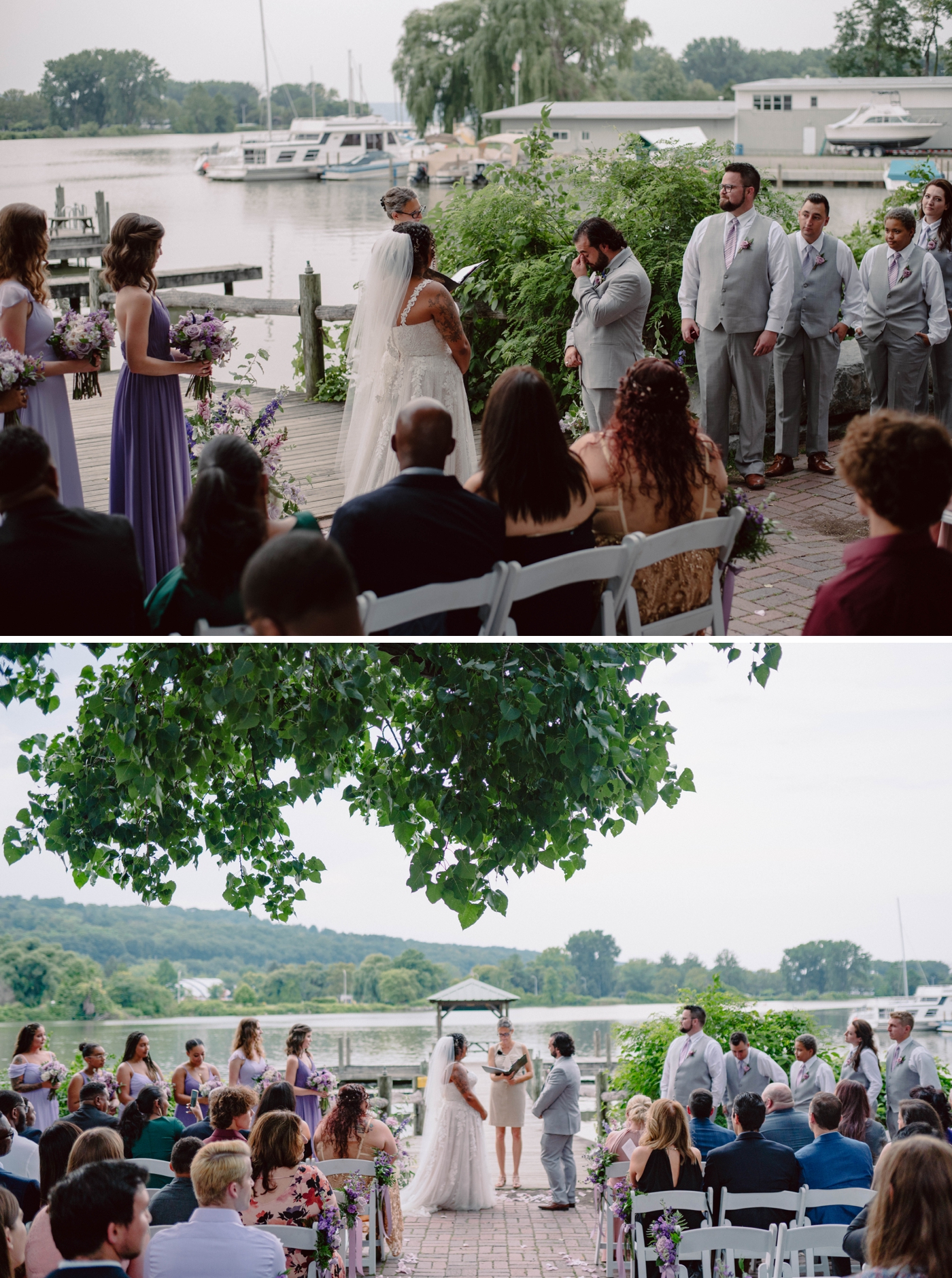 Outdoor dock wedding ceremony at Ithaca Farmers Market