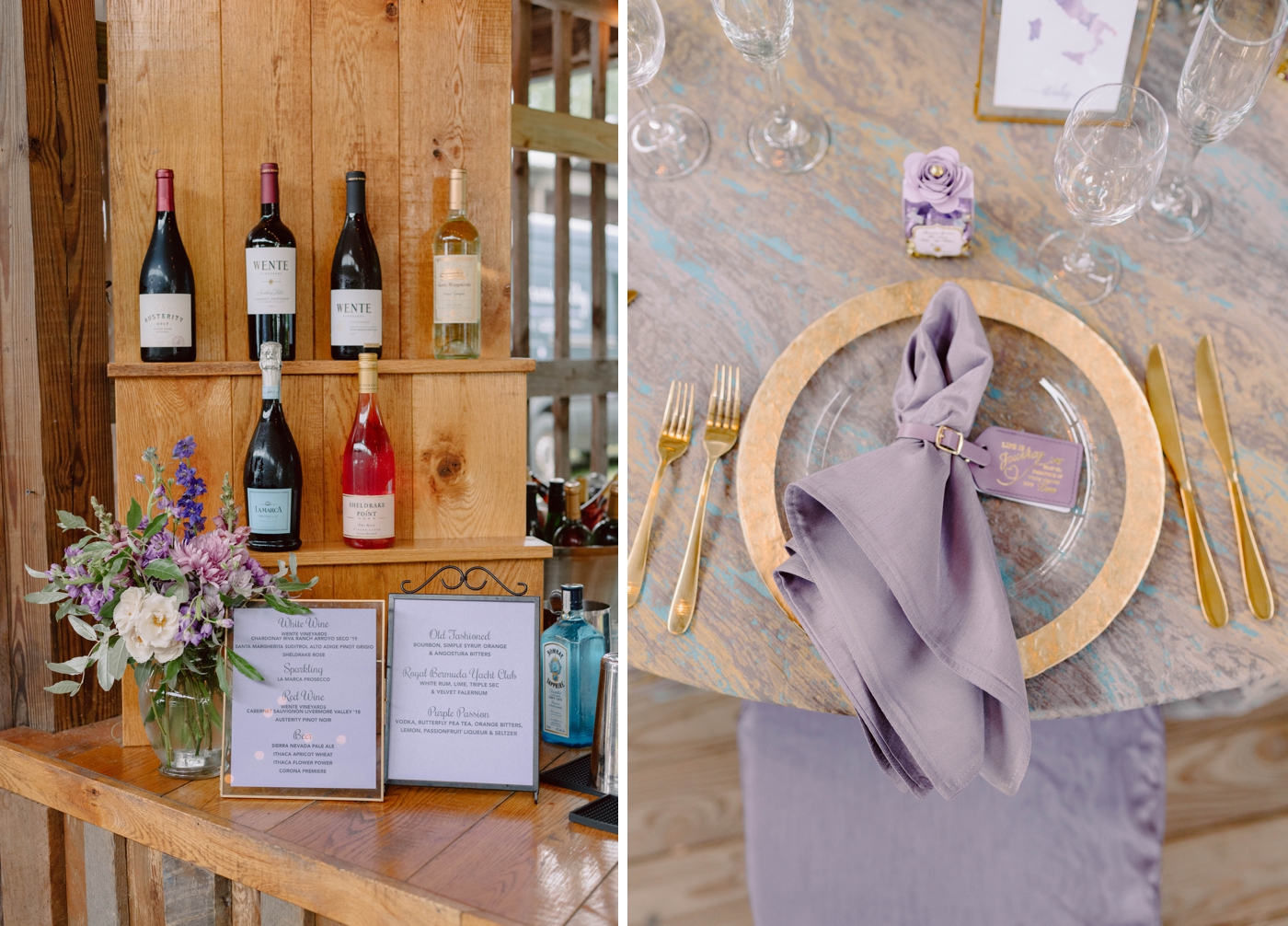 Purple wedding reception at Ithaca Farmers Market