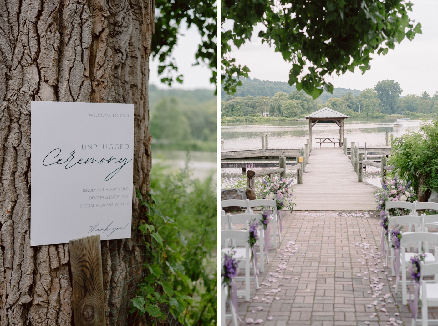 Outdoor dock wedding ceremony at Ithaca Farmers Market