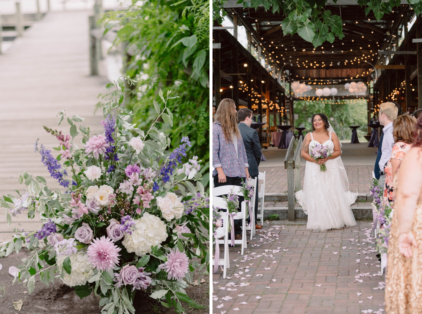 Bride walking down the aisle at Ithaca Farmers Market