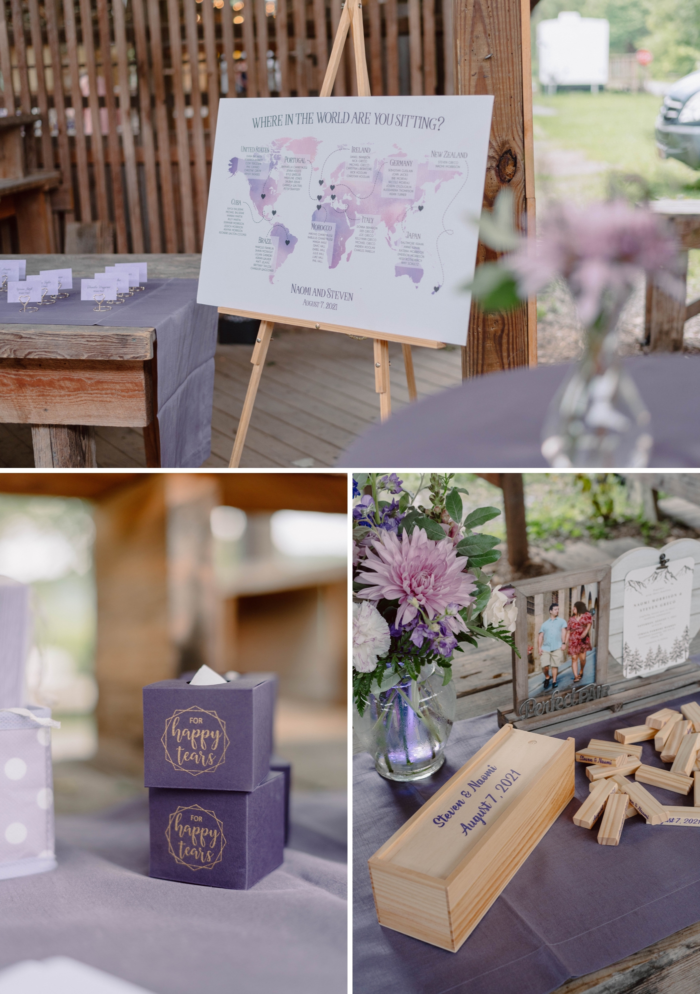 Purple wedding reception at Ithaca Farmers Market