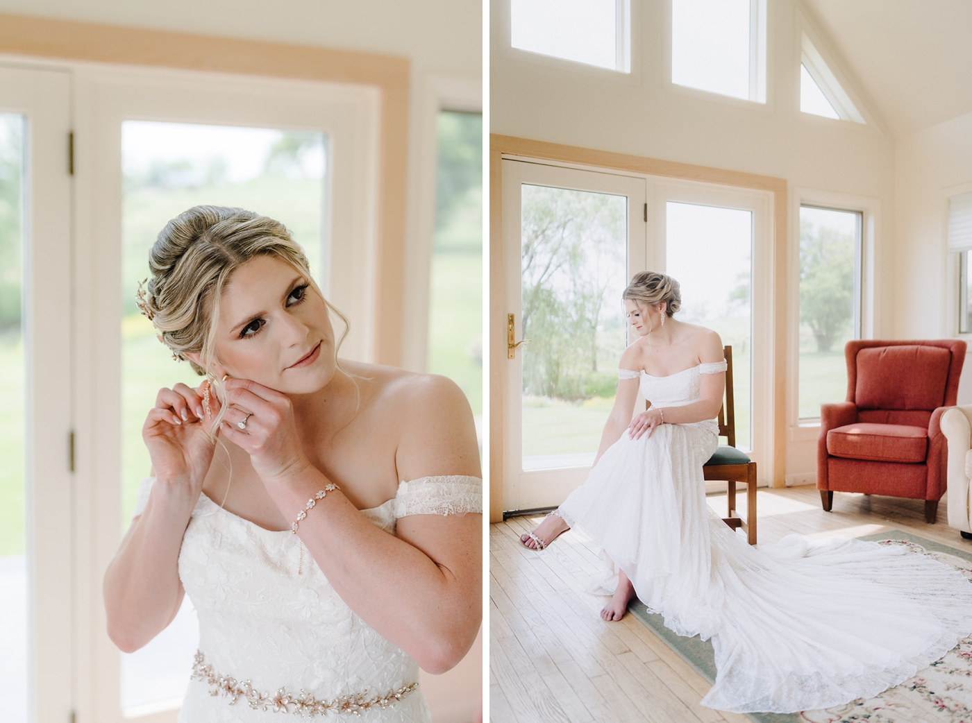 Bride getting ready for her wedding at Glenora Winery