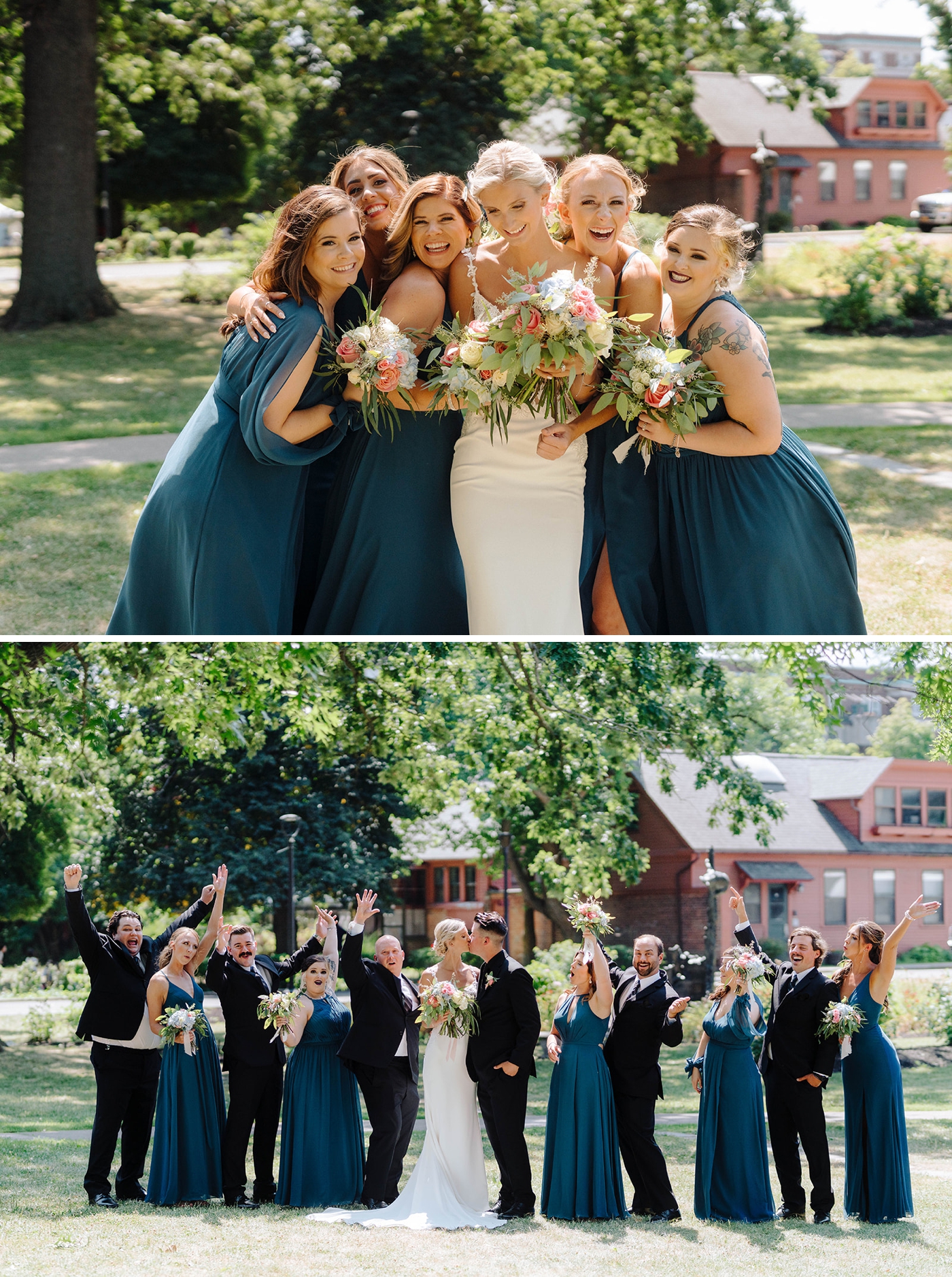Bridal party portraits in downtown Rochester