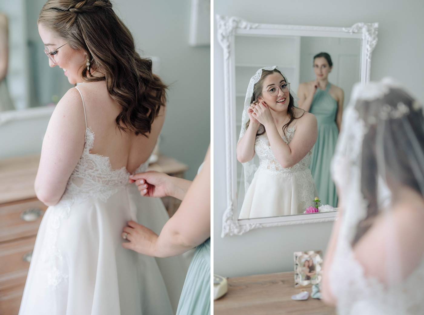 Bride getting ready for her wedding at Arbor at the Port